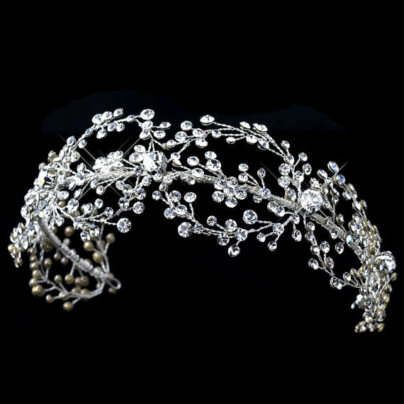 Wedding - Bridal headband, Wedding headpiece, Rhinestone headband, Vintage style headband, Crystal headpiece, Wedding jewelry, Statement headpiece