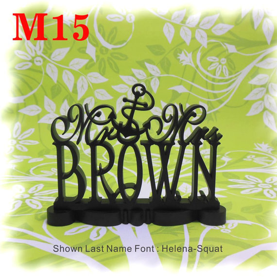 Wedding - 1/2" Thick Cake Topper Mr and Mrs  With Your Last (Family)Name  - Handmade Custom Wedding Cake Topper