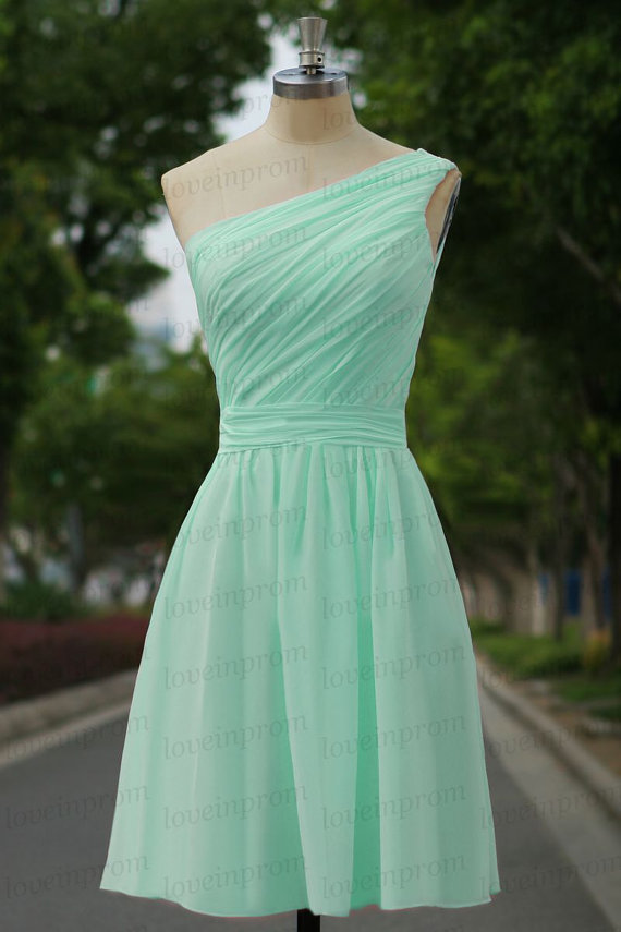 Свадьба - Mint Prom Dress,Mint Handmade Chiffon Bridesmaid Dress,Short Prom /Party Dress,Mint Wedding Party Dress/Evening Dress