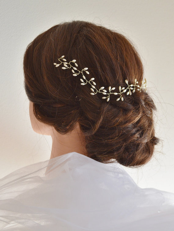Свадьба - Rice Pearl Hair Vine, Wedding Hair Accessories,Bridal Hair Vine, Bridal Hair Accessories, Graduation Hair Piece, Formal Headpiece