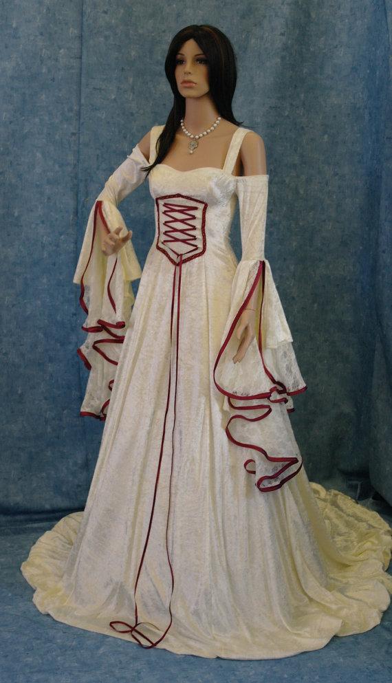 Hochzeit - Renaissance dress, medieval wedding dress, handfasting dress, elven dress, wedding dress
