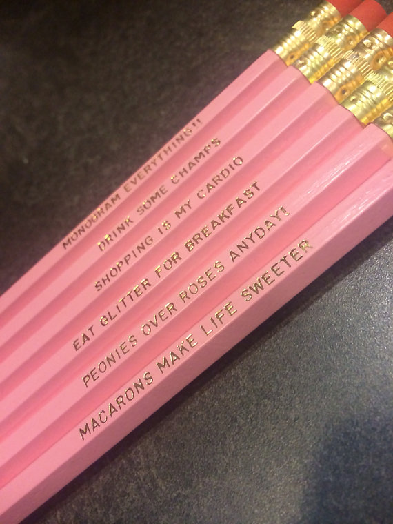 زفاف - Personalized Preppy Pencil Collection: Set of 6-Bridesmaids Gifts or Back To School