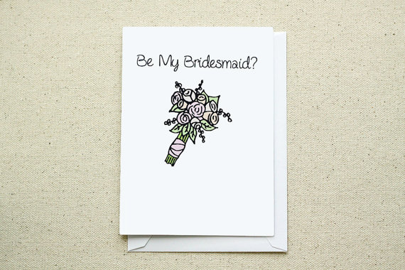 زفاف - Be My Bridesmaid? Bouquet Note Card
