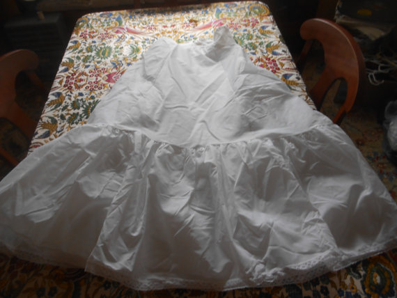Wedding - Vintage Crinoline for wedding gown- adds fullness and roundness to wedding gown or dress- also used in 50s-60s style "bombshell"- Size 14