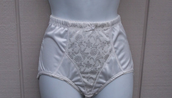 Hochzeit - Vintage 80s to 90s White High Waist Firm Control Panties/ Ladies sz XL foundation garment