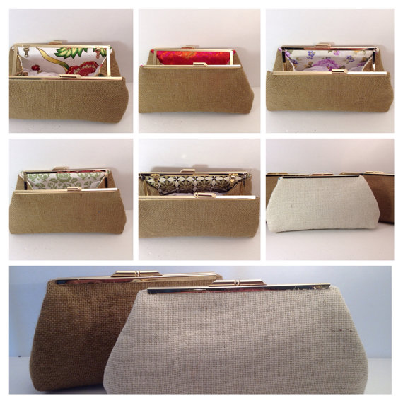 Mariage - Discount for Multiple Burlap Clutch Purses (Your Choice), Wedding Clutch, Bridesmaid Gift, Custom Wedding Gifts,