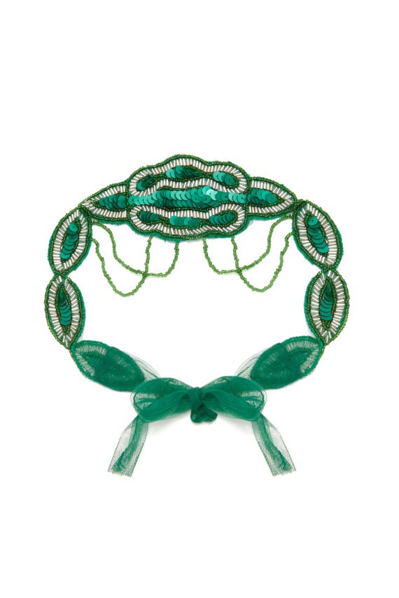 زفاف - Emerald Green Ritz Great Gatsby Flapper Wedding Headband Vintage inspired 20s Beaded Charleston Downton Abbey Sequin Art Deco New Hand Made