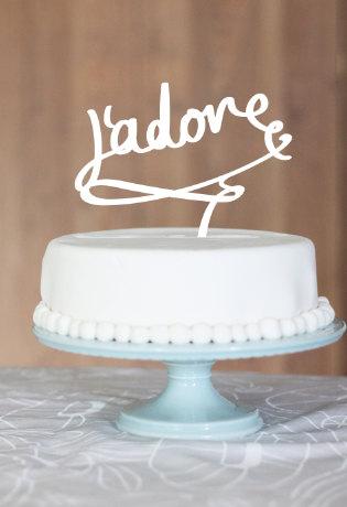 Hochzeit - wedding cake topper, j'adore, love, monogram cake topper, custom cake topper, cake topper, birthday cake topper, wedding cake toppers,french
