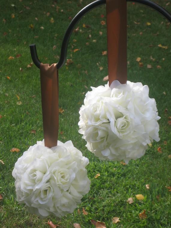 زفاف - Cream/Ivory Silk Rose Pomander