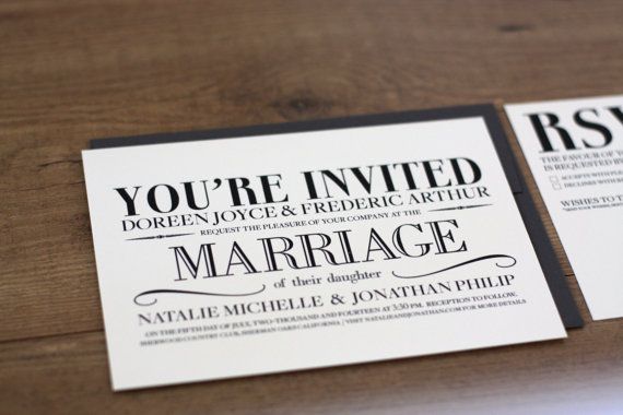Свадьба - Printable / Vintage Modern Wedding Invitation Card (DIY)