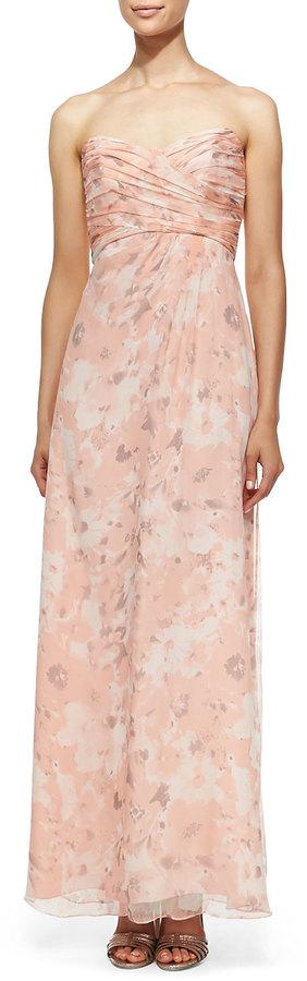 Mariage - Amsale Strapless Printed Gown, Shell
