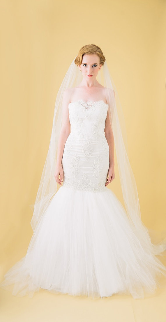 Mariage - Ready to Wear, Simple Classic Cathedral Veil, available in Ivory, white, off white, champagne