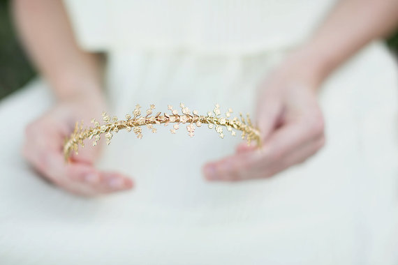 Mariage - Delicate Blossoms Headband - Full Style - Simple Floral Headband, Crown, Headpiece