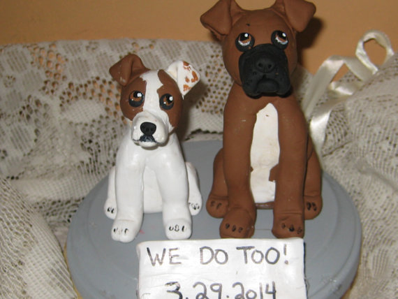 Wedding - Custom Made Dog  Wedding Cake Toppers/ Groom's Cake/ Golden Retriever, Mastiff, Mixed Breed/ Custom made for you can be personalized