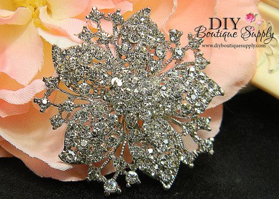 زفاف - Rhinestone Brooch Wedding Embellishment for Brooch Bouquet Vintage Style Crystal Wedding Bridal Accessories Button Pin Back 55mm 218202
