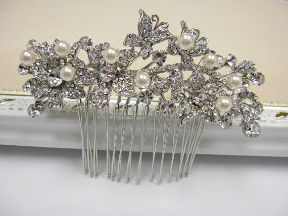 Mariage - Vintage Inspired wedding hair comb bridal hair accessory wedding comb bridal hair comb wedding headpiece bridal hair jewelry wedding jewelry