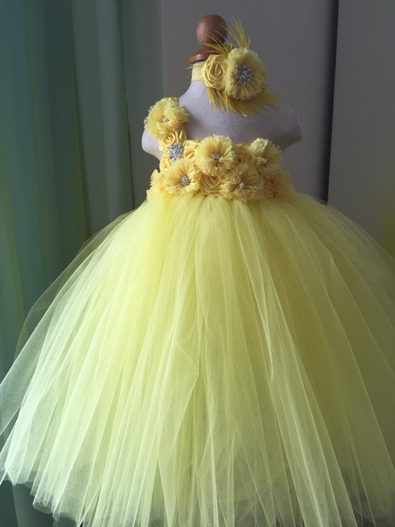زفاف - Yellow Flower Girl Dress 