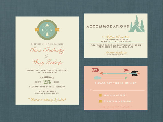 Свадьба - Whimsical Camp Wedding Invitation // DIY Printable Invite + RSVP // Wes Anderson Wedding, Camp Wedding, Forest Wedding, Woodland Wedding