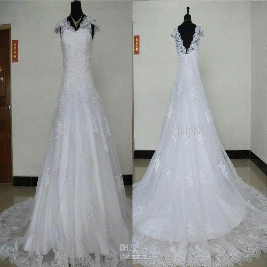 Mariage - Actual Images High Quality Luxury Organza/Applique Beaded Cap Sleeve Wedding Dresses Lace Bridal Gowns buy 1 Get 1 Free Veil from Hjklp88,$120.16 