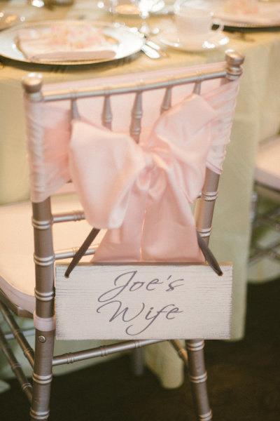 Wedding - Vintage Wedding Chair Signs seen on Style Me Pretty. Husband and Wife with Names & Thank You. 6 X 12 inches, 2-sided Seating Signs.
