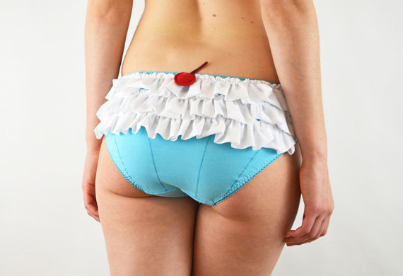 زفاف - Cupcake frilly panties with cherry lingerie underwear