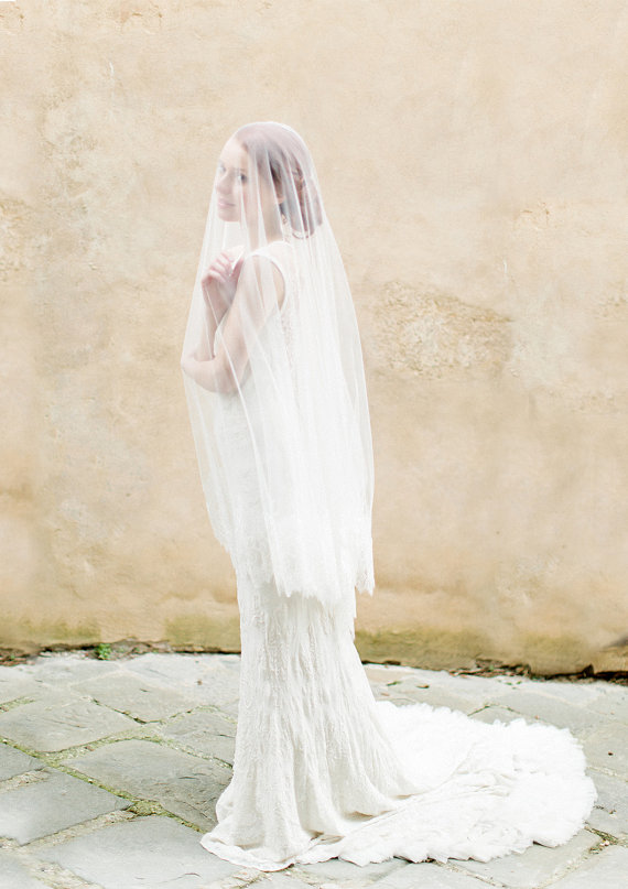 زفاف - Bridal Veil, Lace Veil, Circle Veil, Wedding Veil, Ivory, Lace - Style 306
