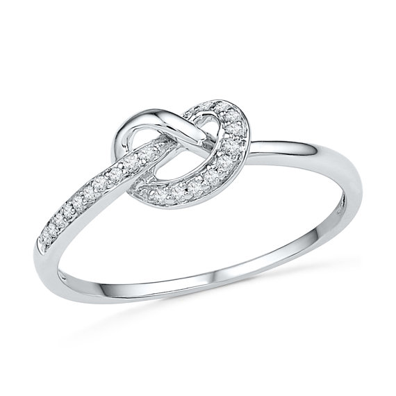 زفاف - Knot Ring, Diamond Engagement Ring Fashioned in Sterling Silver or White Gold