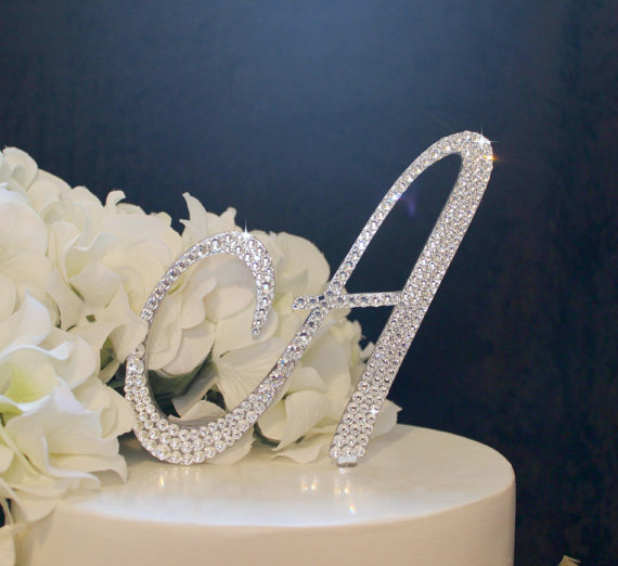 Wedding - Monogram Wedding Cake Topper in any letter A B C D E F G H I J K L M N O P Q R S T U V W X Y Z