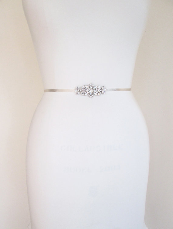 Hochzeit - Dainty crystal belt, Swarovski crystal belt, Bridal belt sash, Silver Crystal belt, Beaded Rhinestone Sash, Wedding belt sash, Skinny belt