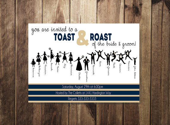 Mariage - Engagement Party Invitation, Bride and Groom Roast and Toast, Couples Party, Couples Shower, Bridal Shower Invite, Silhouette, DIY Printable