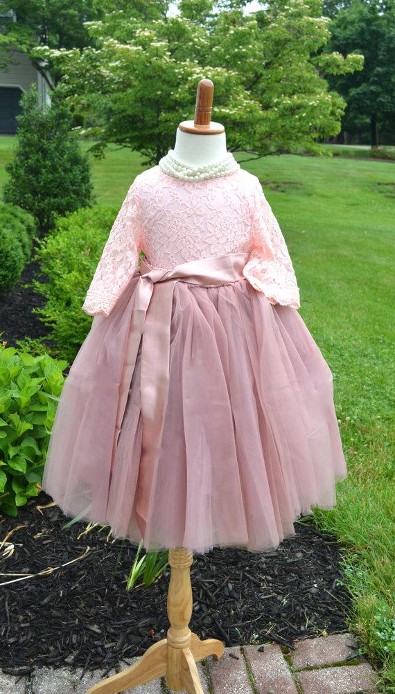 Свадьба - Girls Dusty Rose Tutu, Rose Pink Tulle skirt,  Mauve Pink tutu, tulle skirt, ballet skirt, flower girl dress,  wedding skirt, petti skirt
