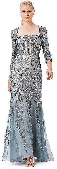 Hochzeit - Adrianna Papell Art Deco Beaded Gown