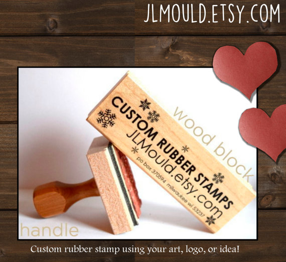 زفاف - 1x2.5 or 2.5x1 Custom Personalized Modern Red Rubber Stamp mounted WoodBlock or Handle JLMould Art Logo Image Wedding Invitations