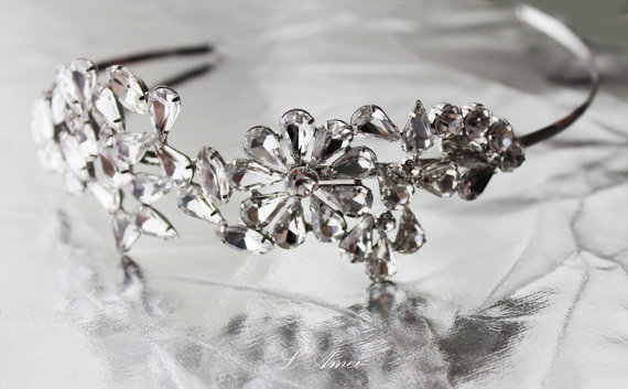 زفاف - Bridal Flower Rhinestone Headband, Bridal Headpiece, Formal Wear, Wedding Tiara，Wedding Bridal Jewelry SET