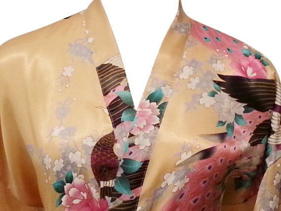 زفاف - Closeout SALE, SMALL Gold, Ready to Ship From USA.  For Small Bride & Bridesmaids, Getting Ready Robes, Kimono Wrap Robe, Crossover Robe