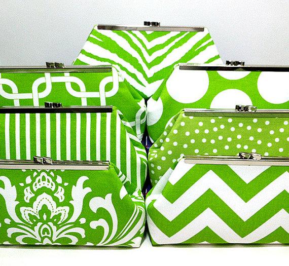 زفاف - Wedding Clutch Bridesmaid Gifts Wedding Party Clutch Purse Bags Custom Personalized Gifts - You Design Your Set Green