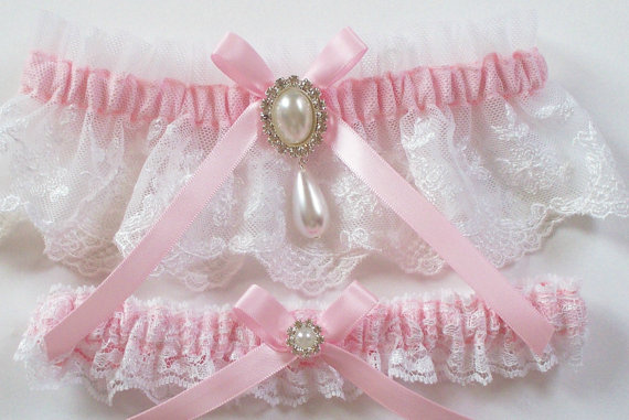 زفاف - Pink Garter Set, White Lace Garter Set, Other Colors Available