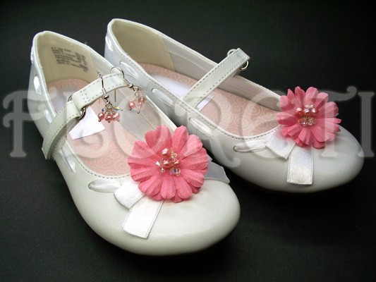 زفاف - Mini Pink Daisy Shoe Clips for Girls