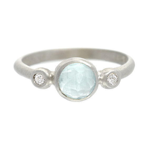 زفاف - Rose Cut Engagement Ring, Engagement Ring, Aquamarine Ring, Stacking Ring, Gold Ring, Something Blue, March Birthstone, Mother's Ring, Nixin