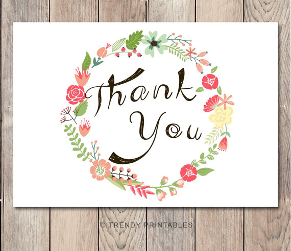 Свадьба - INSTANT DOWNLOAD, Floral Thank You Card, Engagement Party Thank You Card, Thank You Card, Wedding Thank You Card, Trendy Printables
