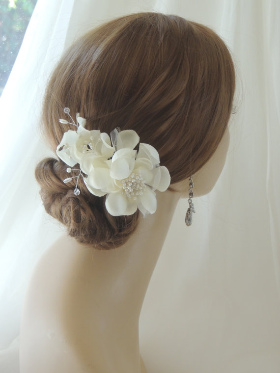 Hochzeit - Silk Bridal Headpiece, Bridal Hair Flower Comb, Wedding Hairpiece, Wedding Flower Hair Comb, Bridal Hair Accessory, Wedding Hair Accessories