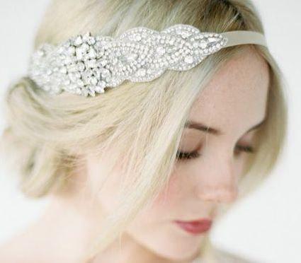 Hochzeit - Vitoria  Wedding bridal headpiece crystal headband headpiece satin ribbon rhinestome headband
