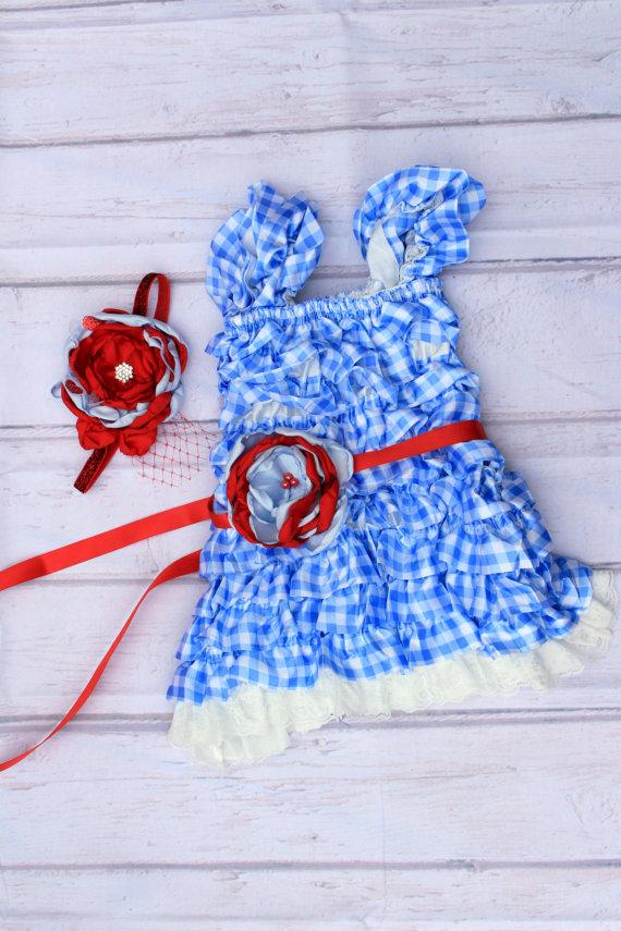 Mariage - Girls Lace Dress..Winter Wonderland Birthday Outfit..Flower Girl Dress..Vintage Blue Red Outfit..Baby Girl First Birthday Dress..Petti Dress