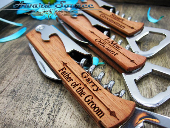 Mariage - Personalized Wedding Party Favor - Wine Bottle Opener - Groomsman Gift - Groomsmen Gift - Best Man Gift - Father of Groom - Free Engraving