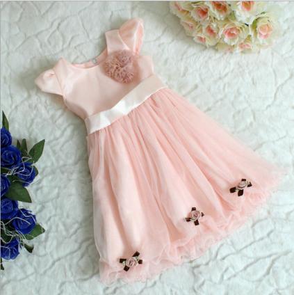 Wedding - Designer Birthday Dress for Baby Girl in Peach Color
