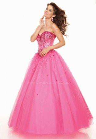 Hochzeit - Beaded Sweetheart Tulle Ball Gown by Mori Lee 93012 Pink