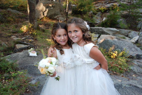 Mariage - Natural cotton flower girl dress...Dew on Roses