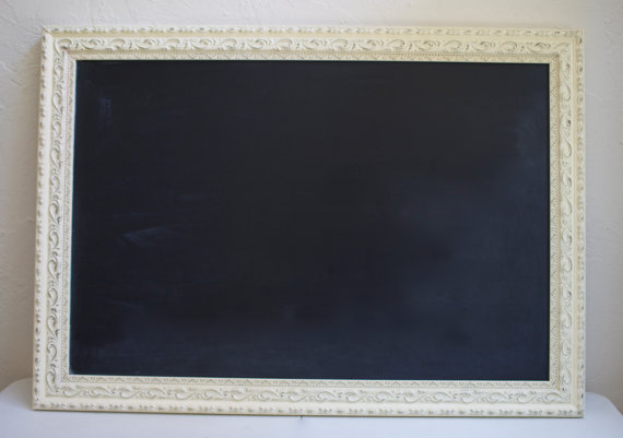 Свадьба - 28.5 x 40.5" White Vintage Framed Chalkboard. Blank or for Wedding Welcome. Custom Calendar. Menu. Program. Signature Drinks. Chore Chart.