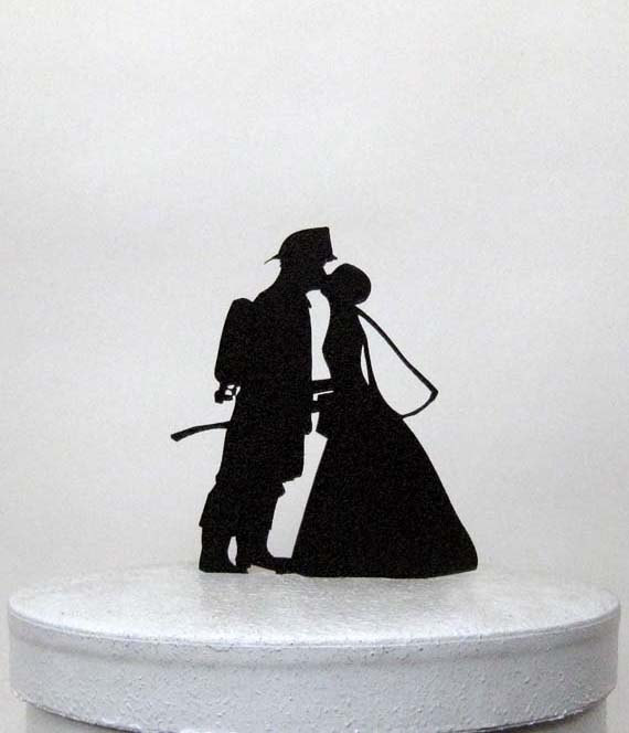 Mariage - Wedding Cake Topper - Fireman and Bride Silhouette Wedding Cake Topper