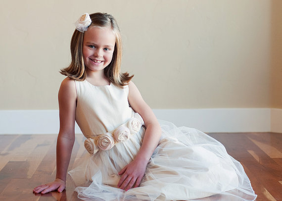 Mariage - Lambstail: Flower Girl Dress in Cotton, Satin or Silk